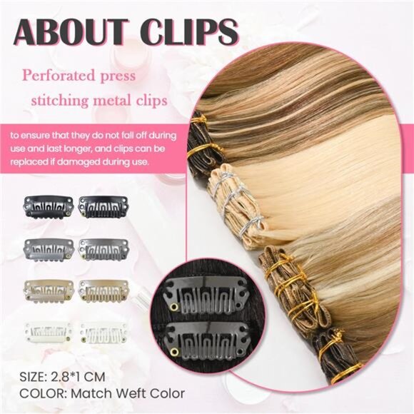 Dark Brown Clip in Hair Extensions Real Human Hair 70G 100% Remy Human main image 7